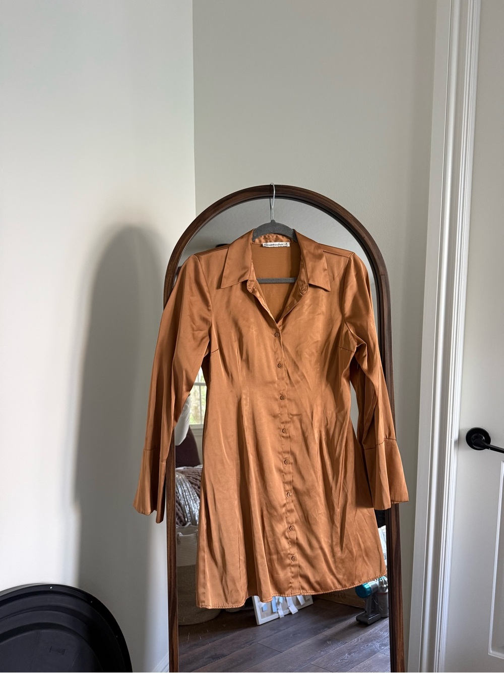 Abercrombie & Fitch Rust Brown Button-Front Mini Dress